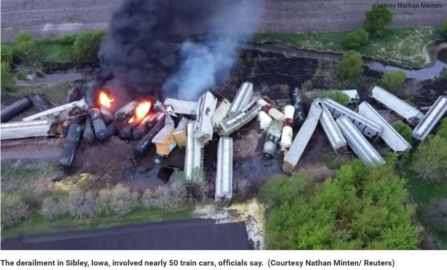 Fiery Train Derailment in Iowa
