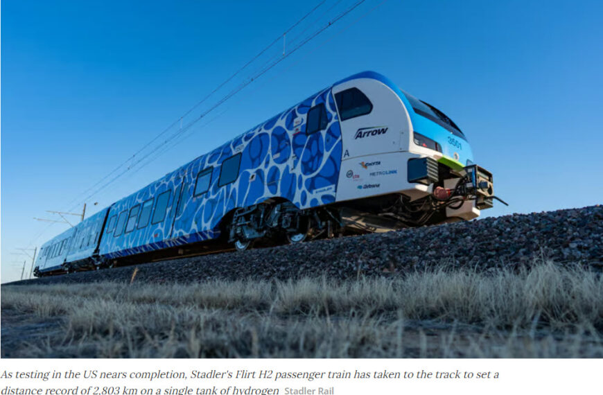Fuel-cell train travels more than 1,700 miles on one tank of hydrogen