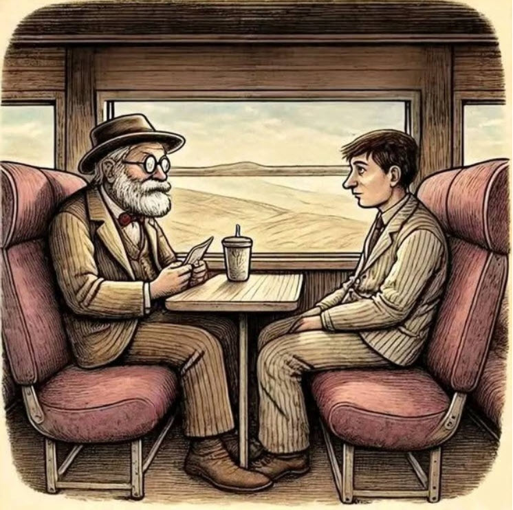 The Professor and the Farmer — On a Train
